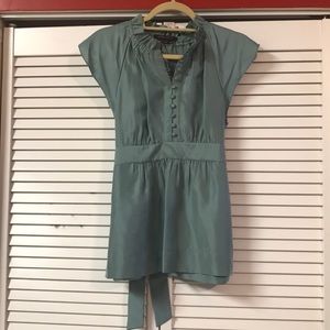 BCBGMAXAZRIA silk bluish green top